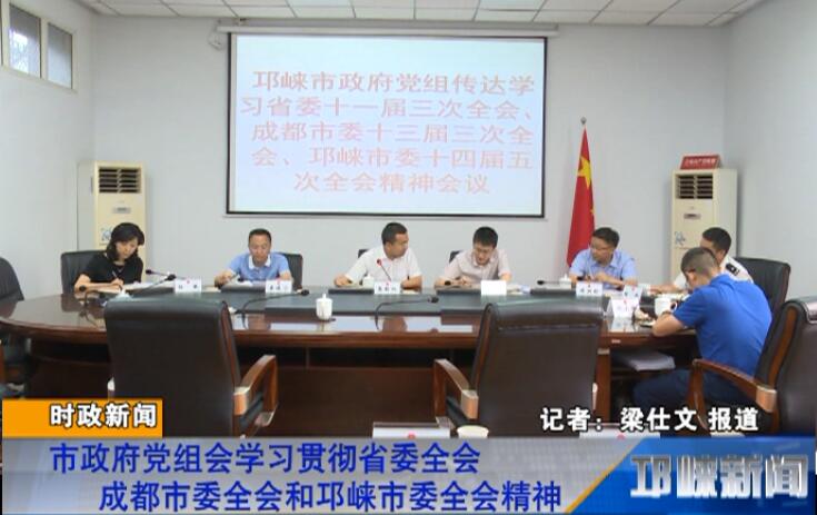 【20180725】市政府党组会学习贯彻省委全会、成都市委全会和邛崃市委全会精神